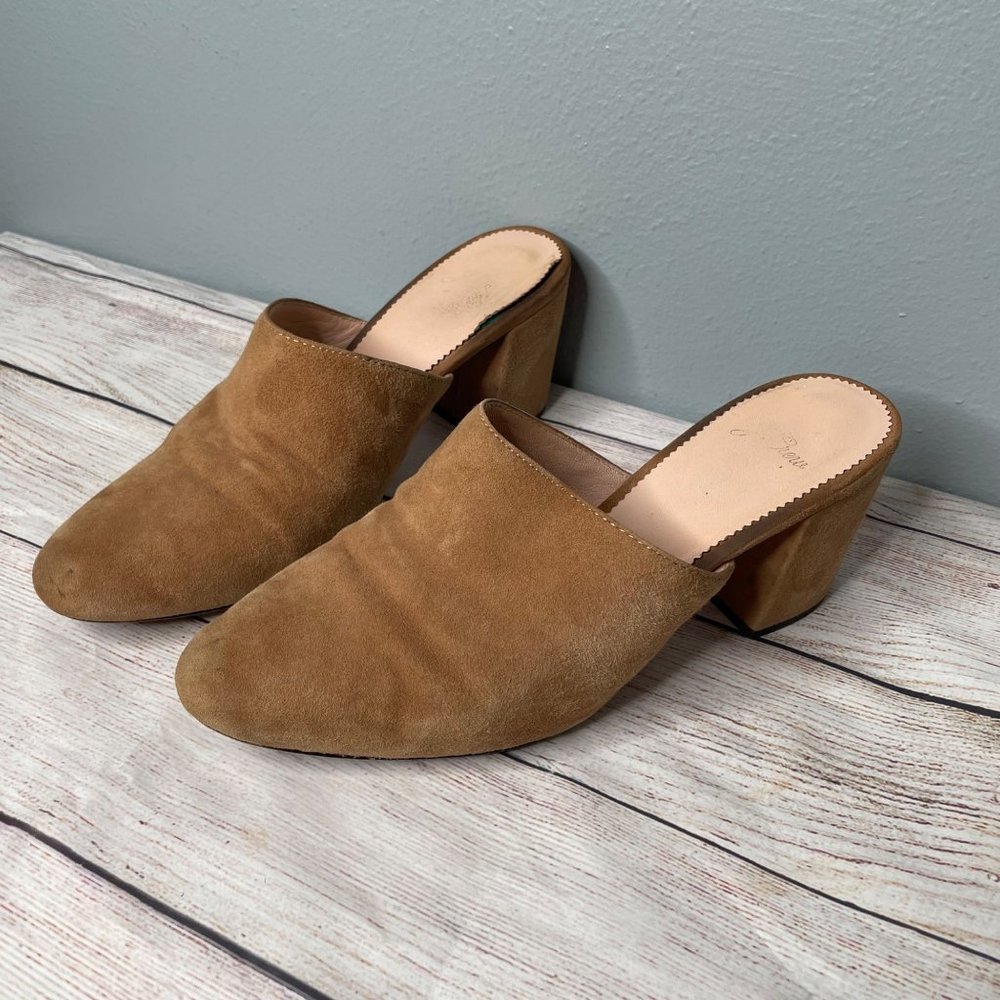 J.CREW high block heeled mules in suede 8